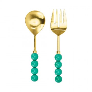 Orb Salad Servers | Emerald Orb Salad Servers | Emerald